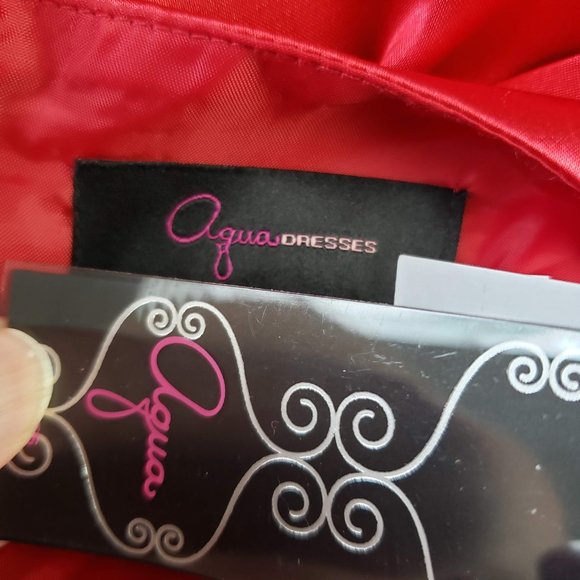 New Aqua Plunging Lace Back Evening Gown Prom - Picture 6 of 8